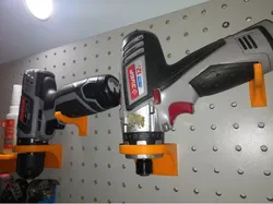 Pegboard drill holder (25mm pitch, 5mm holes)