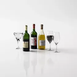 Realistic Wine Bottles and Glasses Free 3D model