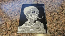 "Skull of a Skeleton with Burning Cigarette" 3D Printed Painting