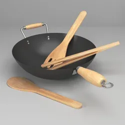 wok and utensils