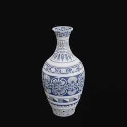 Blue and White Ornamental Vase Free 3D model