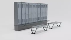 locker set of lockers and benches Free 3D model