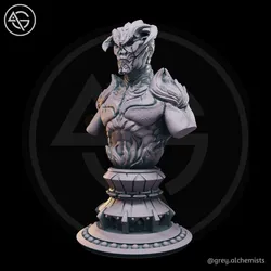 Miniature Bust - Flaming Demon, Fantasy DnD Monster Bust for Painting, 90mm Height - DnD STL (Pre-Supported)