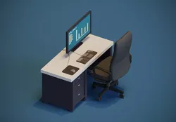 modern office workstation Free low-poly 3D model