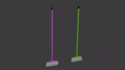 Stylized Mop and Broom Set Free low-poly 3D model