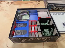Unfathomable Board Game Box Insert Organizer Sleeved cards w/ expansion From the Abyss & Passenger meeples - Retail