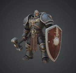Armoured Paladin – Heavy Shield Knight with Warhammer 3D Printable Miniature