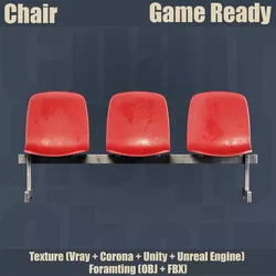 Chair01 three plastic seats Free 3D model