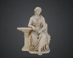 Classical Roman Woman Statue 3D Printable Model – Seated Marble Sculpture