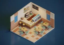 Coffee Shop Free low-poly 3D model