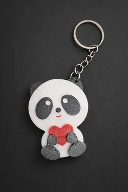 Cute Panda Heart Keychain – 3D Printed Valentine Animal Charm