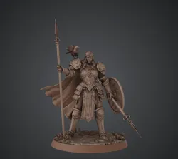 Female Paladin Spear & Shield – Raven Companion Fantasy Knight