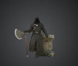 Hooded Executioner Reaper – Dark Fantasy Axe Wielder with Stone Altar