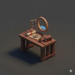 Low Poly Captain Cabin Desk
