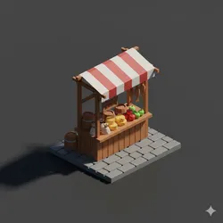 Low Poly Medieval Market Stall