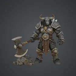 Minotaur Warrior with Battle Axe 3D Printable Model – Armored Fantasy Beast