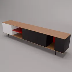 Modern Minimalist Media Console Free 3D model