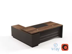 Modern Office Desk With Side Cabinet File For Vice Director  Free 3D model