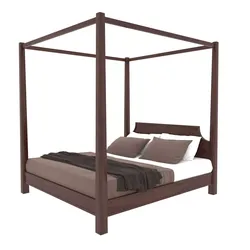 Modern Wooden Four Poster Bed - King Size Bedroom Furniture Free 3D model