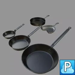Pans Collection frying Free 3D model