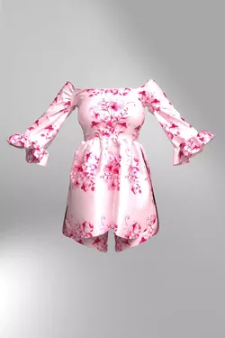 Short Pink Floral Dress Free 3D model
