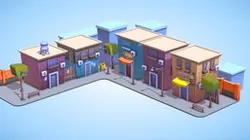 Stylized Lowpoly modular city props buildings