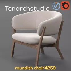 tenarchstudio round arm chair 4259 render ready vray corona Free 3D model