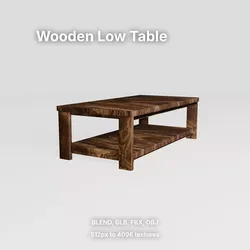 Wooden Low Table Free low-poly 3D model
