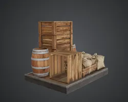 Cargo Crates, Barrels and Supply Sacks Set – Medieval Fantasy Scatter Terrain