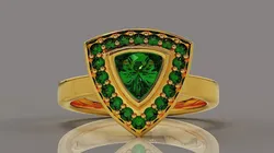 Cathedral style bezel set trillion shape diamond halo ring Free 3D print model