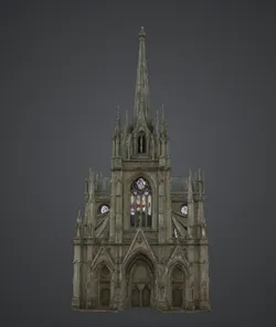 Grand Gothic Cathedral with Spire – Large Fantasy Church Terrain