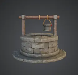 Medieval Stone Well with Bucket – Fantasy Village Terrain