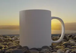 Modern Coffee Mug on Pebble Stone Surface Free 3D model