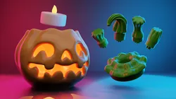 Pop Top Halloween Jack-o'-Lantern with Customizable Stem