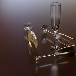 Subdivision surface has been used low poly champagne glass model Free low-poly 3D model