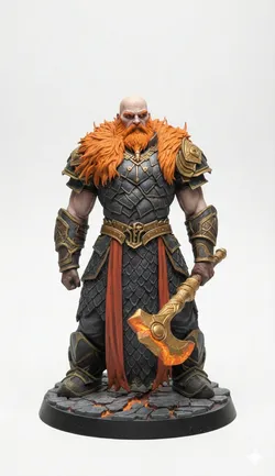 Valdos "Cinderheart" - Fire Genasi Barbarian DnD Miniature