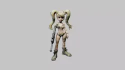 Blonde Twintailed Mercenary Girl Free low-poly 3D model