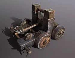 catapult medieval wheeled cart Free low-poly 3D model