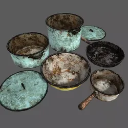Utensil Dishes Dirt Kitchen Set Free low-poly 3D model