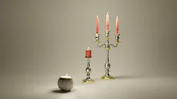 candlestick three candlesticks and candle Free 3D model