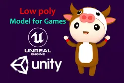 Chibi Cow Animated For Games   Free low-poly 3D model