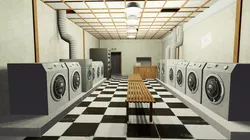 Laundromat Exterior with Interior Free low-poly 3D model