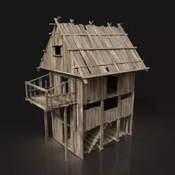 Next Gen AAA Wooden Settlement Scouttower Watchtower Viking Free low-poly 3D model