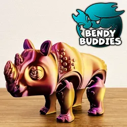 Rhinrock / Rhino Articulated / Print-in-Place Rhinoceros Creature / Horned Beast / Cute Villager / Wild Animal / Fantasy World Encounter