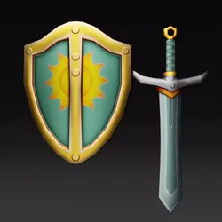 low-poly shield and sword - game ready Free low-poly 3D model