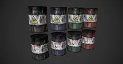 Old oil Barrels Free low-poly 3D model
