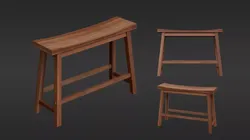 Wooden Bench Free low-poly 3D model