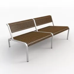 Chair-17 wooden bench with metal legs Free 3D model