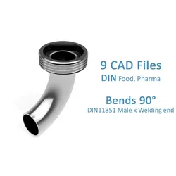 Hygienic Bends 90 degrees - DIN11851 Female x Welding end Free 3D model