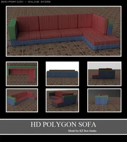 id50011 red and blue lined sofa